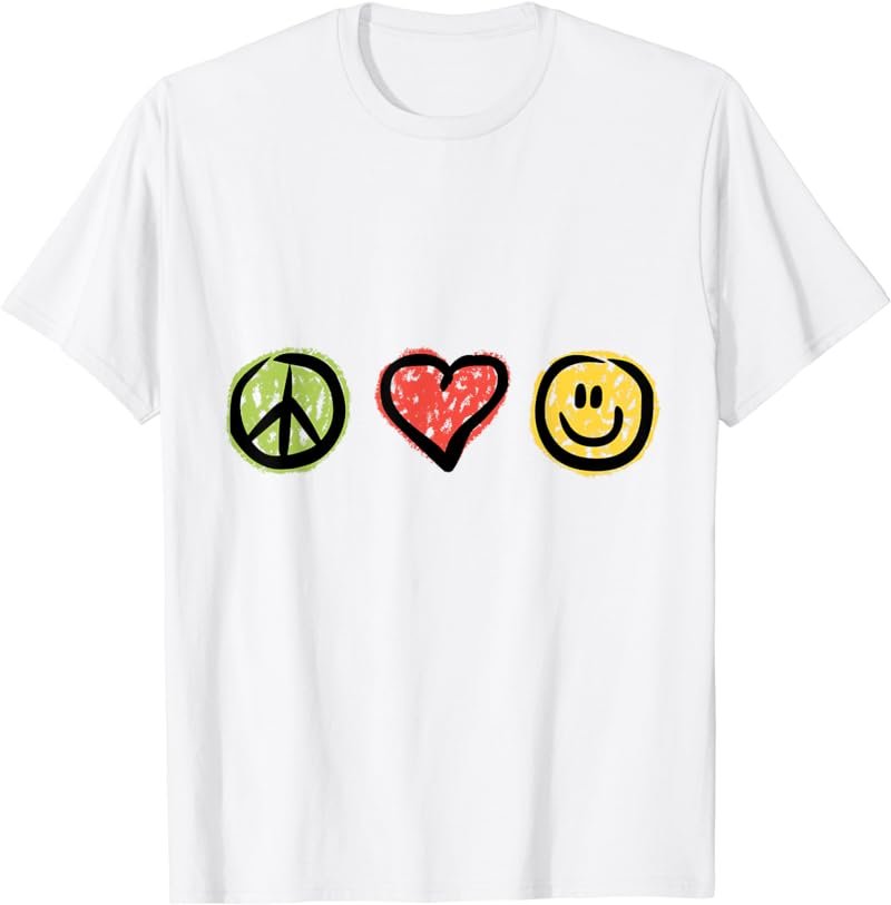 Peace Love Happiness Positive Message Symbols T-Shirt