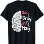 Go Gray In May Brain Cancer Awareness Grey Ribbon Sunflower T-Shirt