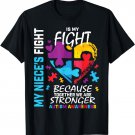 Aunt Uncle Puzzle Heart Blue Fighter Niece Autism Awareness T-Shirt
