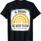 Rainbow We Wear Yellow Stalking Awareness Month Ribbon T-Shirt