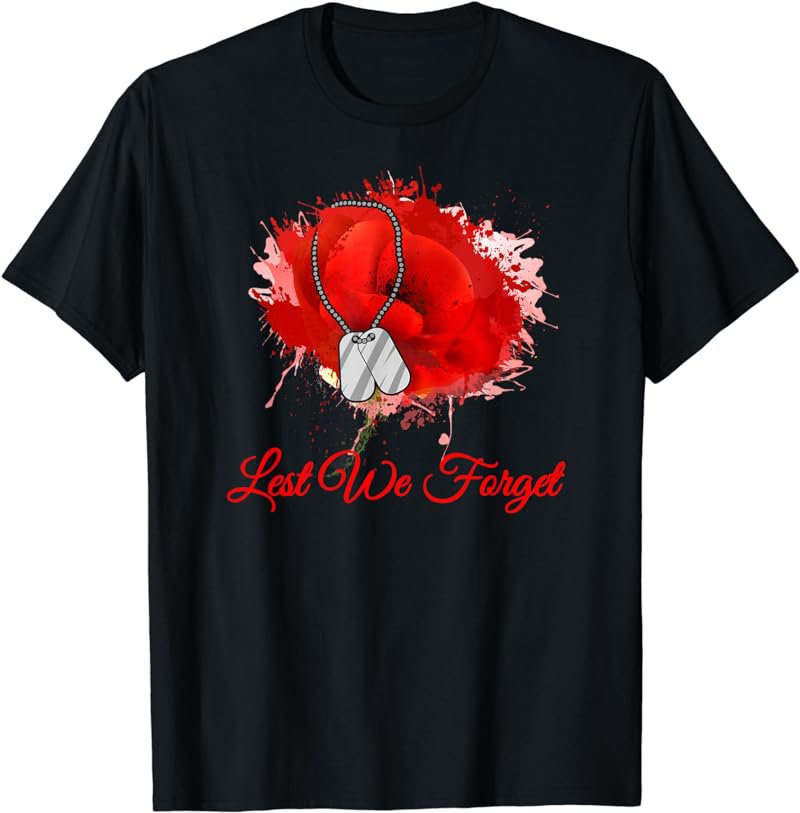 Lest We Forget Red Poppy Flower Veterans Memorial Day Retro T-Shirt