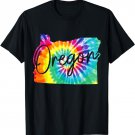 Oregon Tie Dye State Map Pride Hippie PNW Vintage Retro T-Shirt