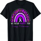 We Wear Purple Trisomy 18 Awareness Leopard Rainbow Print T-Shirt