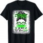 Green Messy Bun In May We Wear Green Mental Health Awareness T-Shirt