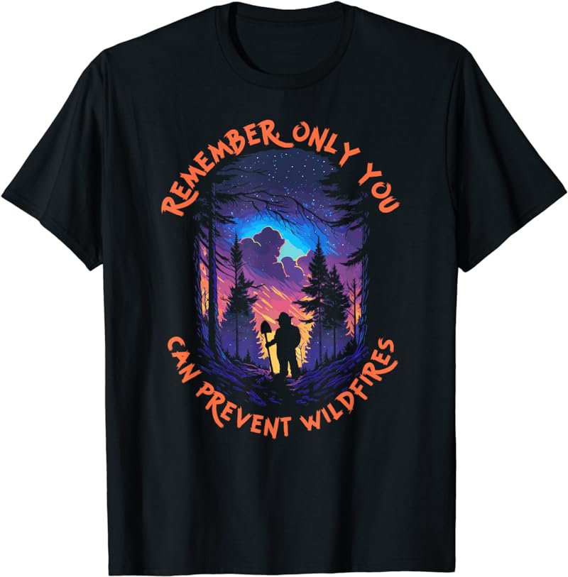 Smokey Bear Starry Night Scene Only You Can Prevent Wildfire T-Shirt
