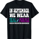 In September We Wear Teal & Purple Suicide Prevention Groovy T-Shirt