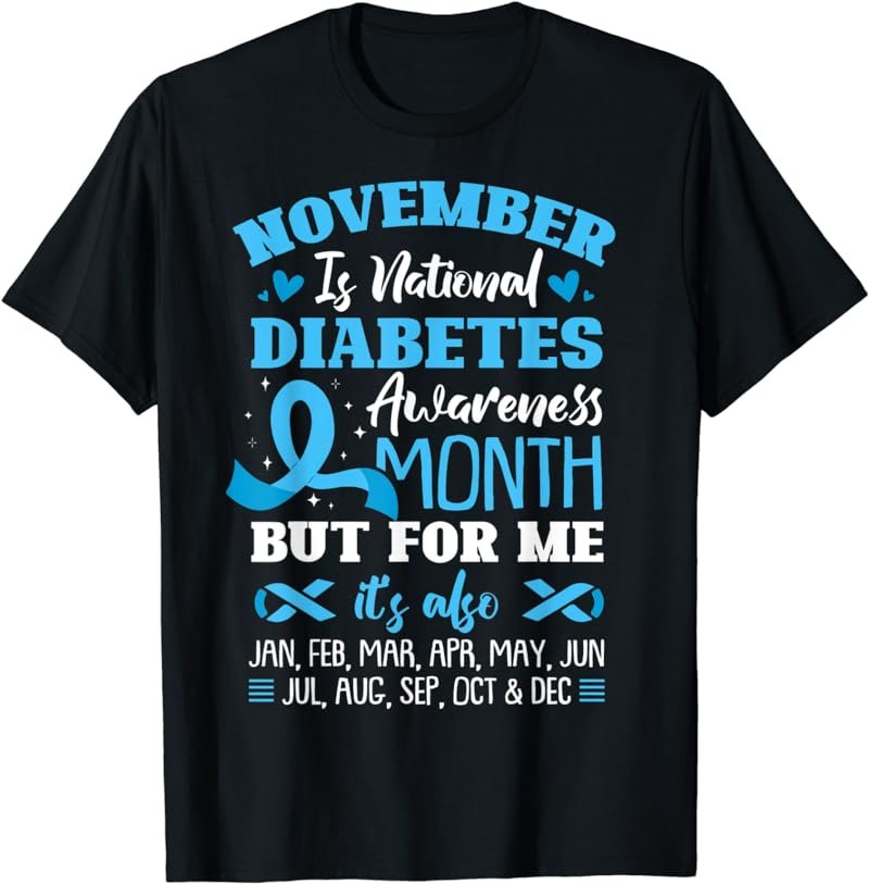 Blue Ribbon November Is National Diabetes Awareness Month T-Shirt