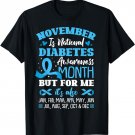 Blue Ribbon November Is National Diabetes Awareness Month T-Shirt
