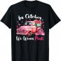 In October We Wear Pink Leopard Truck Pumpkin Breast Cancer T-Shirt