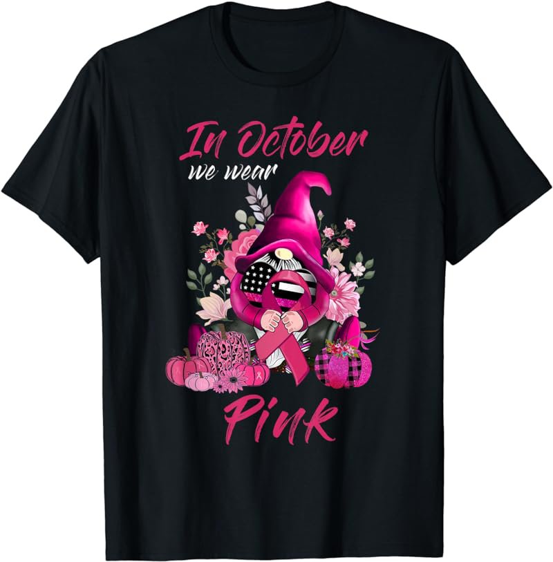 In October We Wear Pink Pumpkin Breast Cancer Halloween T-Shirt
