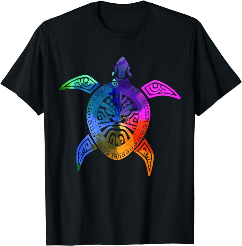Sea Turtle Hawaiian Tribal Pattern Scuba Diving Diver T-Shirt