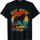 Retro Vintage Best Aussie Daddy Ever Australian Shepherd Dad T-Shirt
