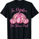 In October We Wear Pink Pumpkin Leopard Breast Cancer Gifts T-Shirt