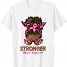 Black Women Queen Stronger Than Breast Cancer Pink Ribbon T-Shirt