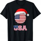 USA Soccer Shirt Soccer Ball Santa Hat American Flag T-Shirt