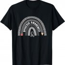In October Wear Silver Rainbow Leopard Dyslexia Awareness T-Shirt