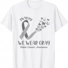 In May We Wear Gray Brain Cancer Awareness Ribbon Butterfly T-Shirt
