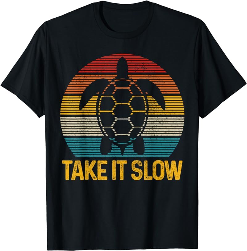Turtle Take It Slow Vintage Funny Sea Ocean Animal Gift T-Shirt