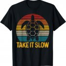 Turtle Take It Slow Vintage Funny Sea Ocean Animal Gift T-Shirt