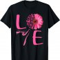 Love Cat Pink Ribbon Daisy Flower Breast Cancer Awareness T-Shirt