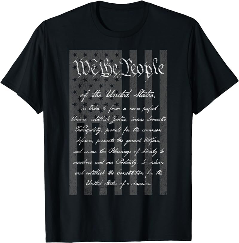 WE THE PEOPLE US CONSTITUTION PREAMBLE UNITED STATES FLAG T-Shirt
