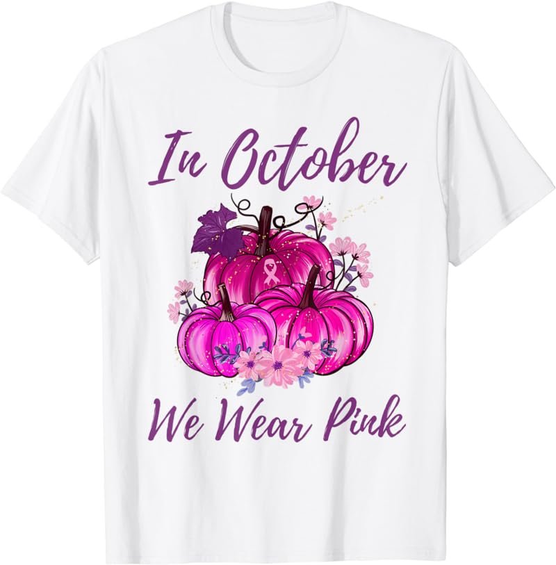 In October We Wear Pink Leopard Breast Cancer Awareness T-Shirt