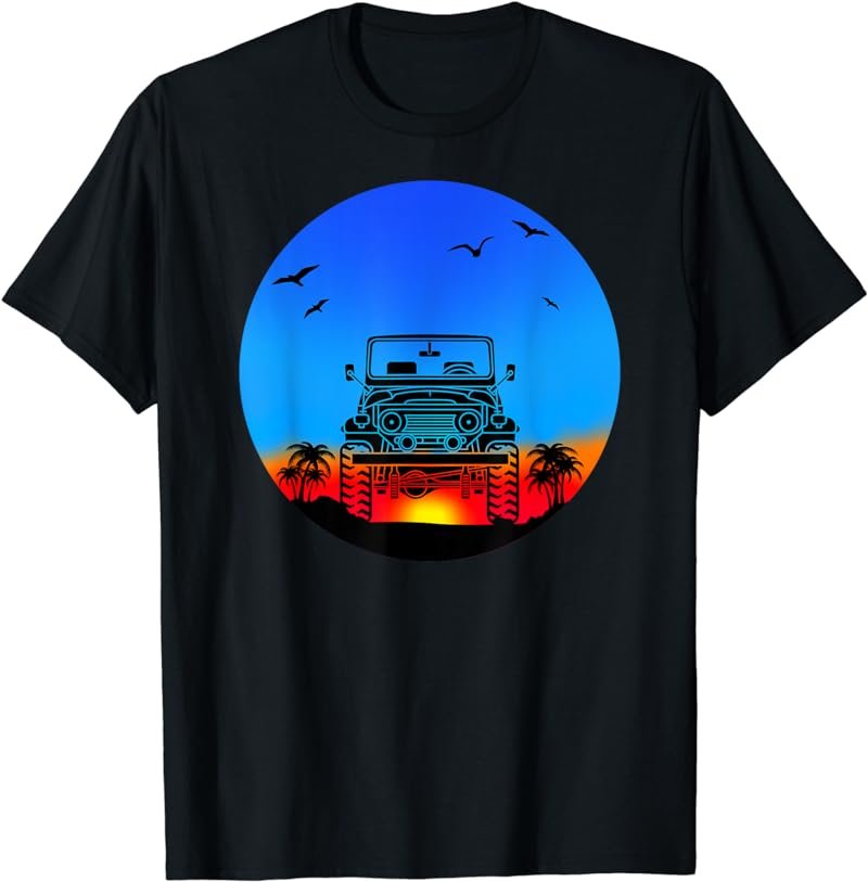 Retro Off-Road 4x4 - Vintage 70s Sunset Car T-Shirt