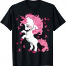 Cute Unicorn Breast Cancer Awareness Pink Ribbon Support T-Shirt