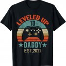 Promoted To Daddy EST 2021 Tee Vintage Men Leveled Up To Dad T-Shirt