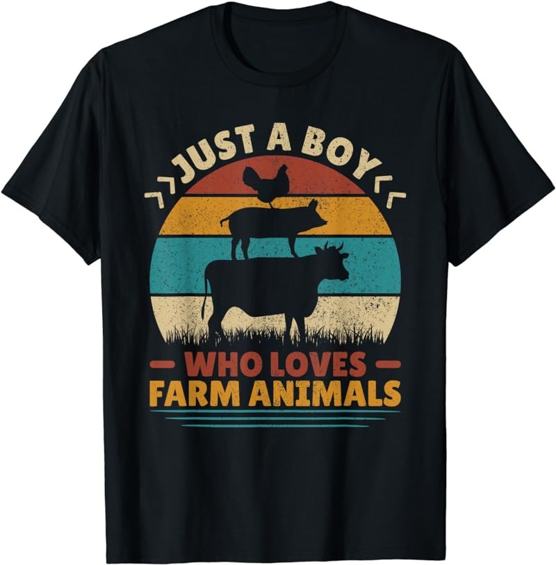 Just A Boy Who Loves Farm Animals Lover Funny Men Farmer Boy T-Shirt
