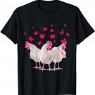 Chicken And Butterfly Breast Cancer Awareness Pink Ribbon T-Shirt