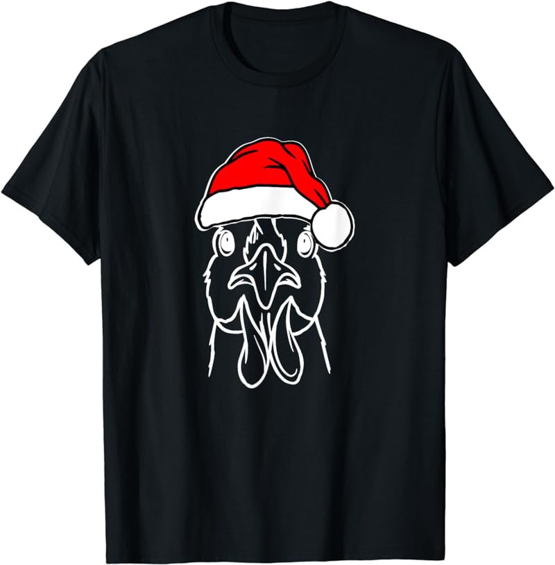 Santa Clause Rooster Christmas Farm Chicken Holiday Shirt T-Shirt
