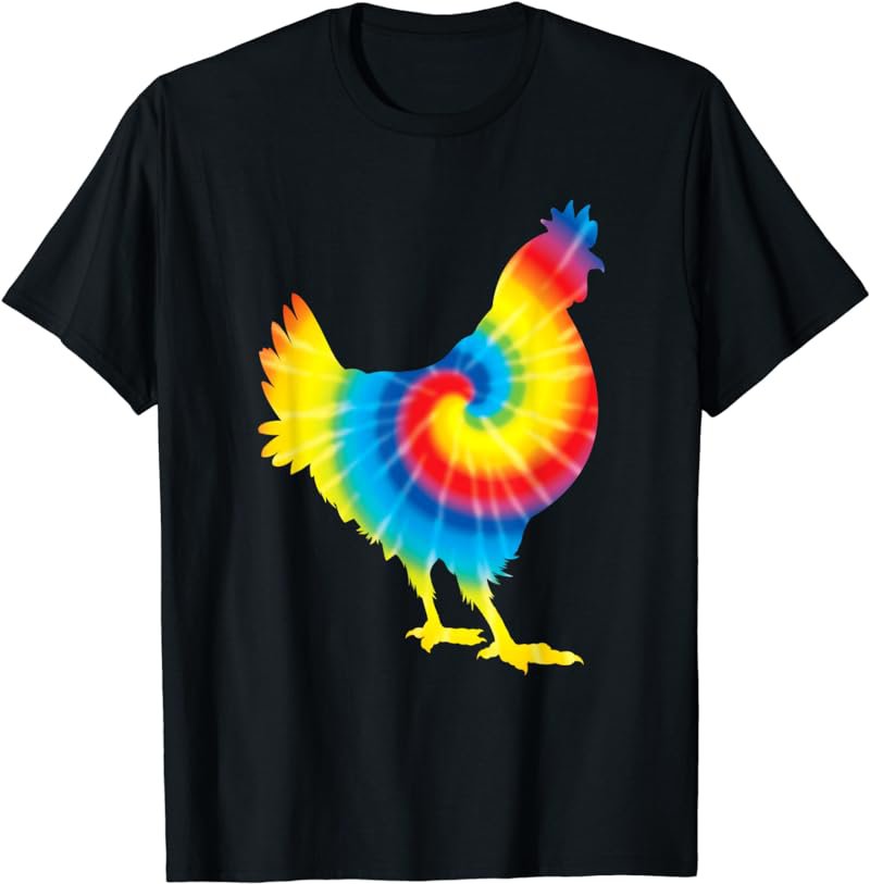 Tie Dye Chicken Rainbow Print Hen Fowl Hippie Peace Gift T-Shirt