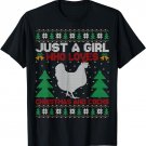 Just A Girl Who Loves Christmas And Cocks Chicken Ugly Xmas T-Shirt