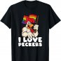 LGBT Rainbow Flag Rooster Pun I Love Peckers Gay Chicken Dad T-Shirt