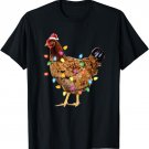 Christmas Santa Chicken Lights Funny Xmas Tree Chicken T-Shirt