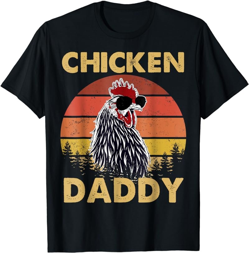 Vintage Chicken Daddy Retro Farm Decor Sunglasses Rooster T-Shirt