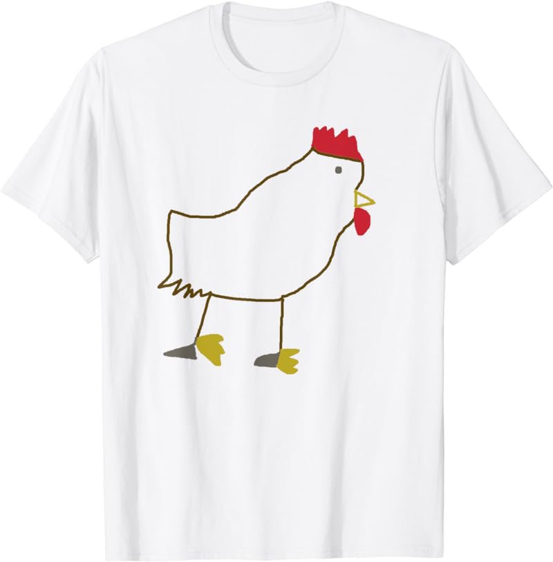 Cute Chicken Drawing Funny Kids Art T-Shirt