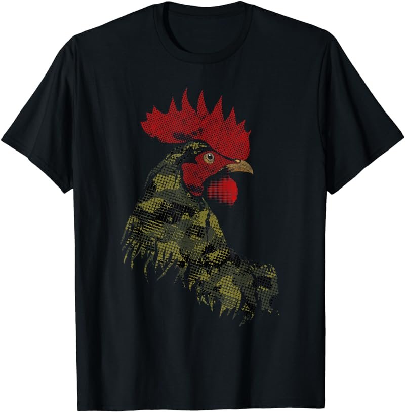 Camo Rooster Chicken Camouflage Pattern T-Shirt