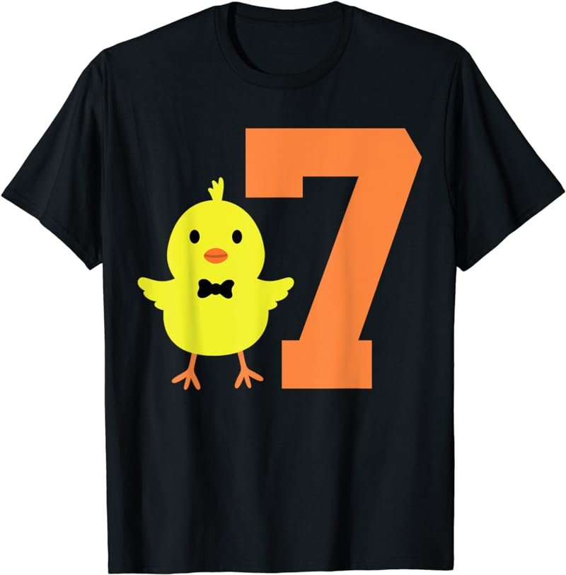 Kids 7th Birthday Chicken Themed Cute 7 Year Old Boys Chick T-Shirt