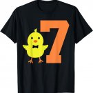 Kids 7th Birthday Chicken Themed Cute 7 Year Old Boys Chick T-Shirt