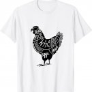 Parts of Chicken Funny Meat Cuts Chefs Cooks Butchers Gift T-Shirt