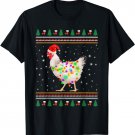 Ugly Christmas Chicken Santa Hat Lights Sweater Xmas Gift T-Shirt