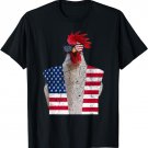 4th of July Patriotic Rooster Chicken Red White Blue US Flag T-Shirt