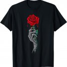 Skeleton Hand Red Melting Rose Flower T-Shirt