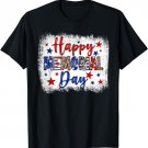 Bleached Happy Memorial Day Leopard USA Patriotic For Women T-Shirt