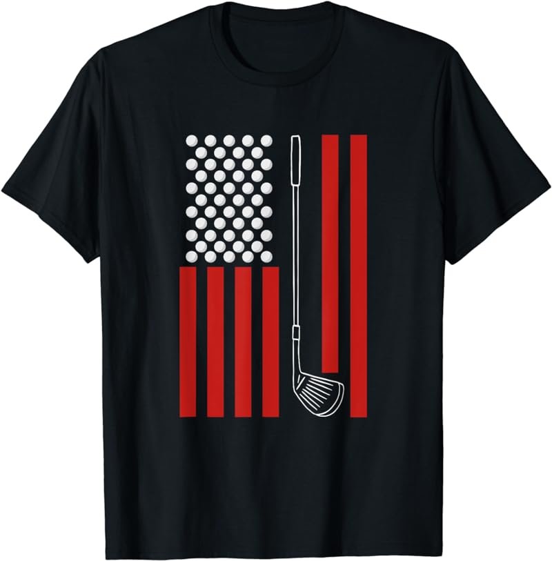 Retro American Flag Golf Gift for Golfer Funny Golf T-Shirt