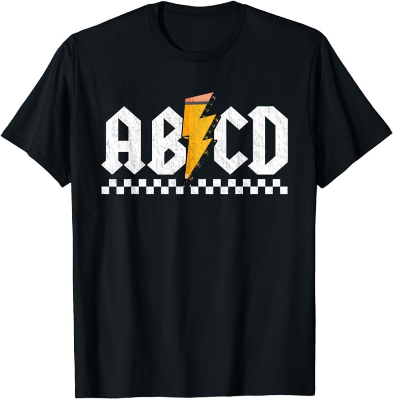 Lightning Pencil Rock'n Roll ABCD Teacher Back To School Kid T-Shirt