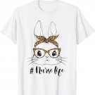 Easter Nurse Bunny Face With Sunglasses Leopard Easter Day T-Shirt