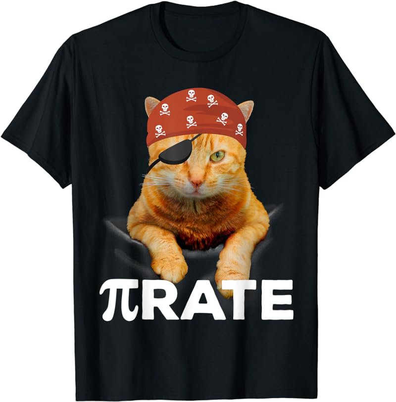 Happy PI Day 3.14 Pi Symbol Cat Pirate T-Shirt